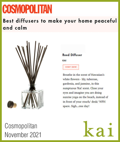cosmopolitan - december 2021 - best calming reed diffuser - kai