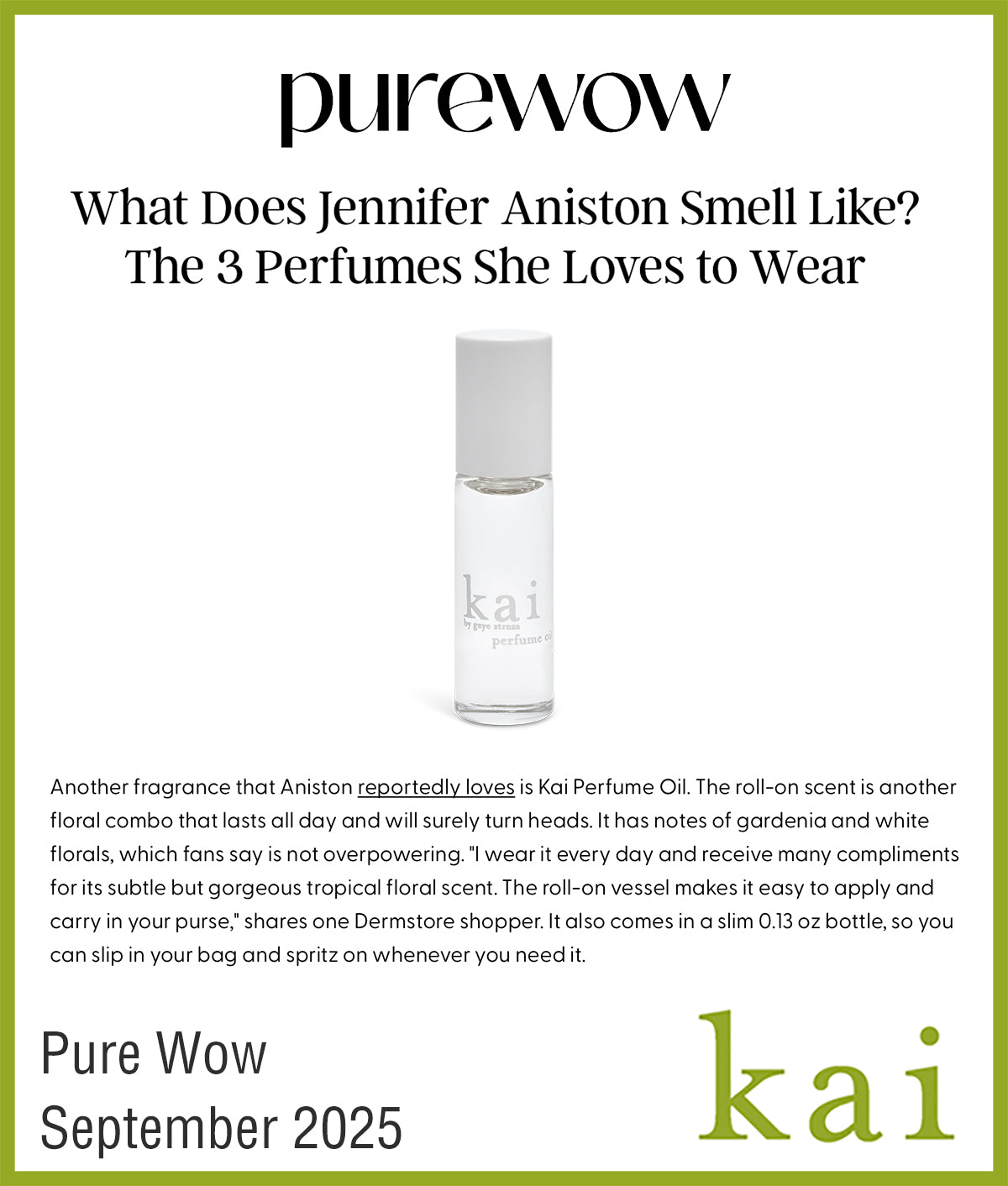 kai perfume oil - pure wow - september 2025