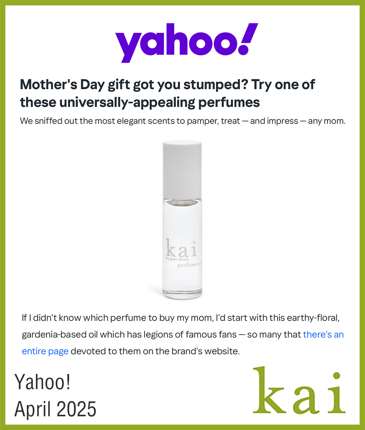 elegant mother's day gifts - kai perfume oil